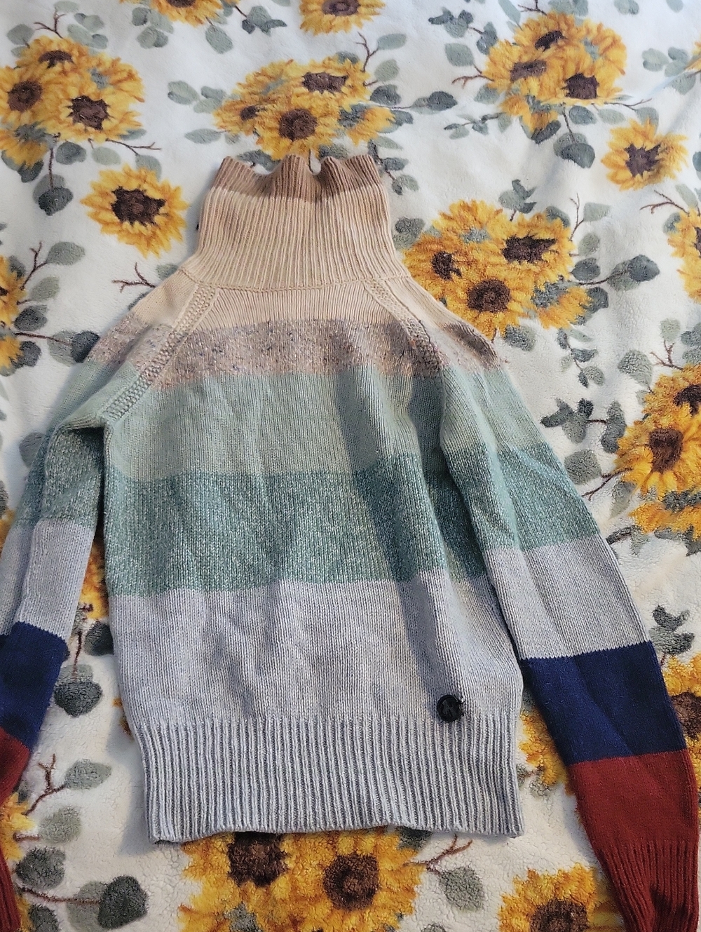 Gucci Striped Cowl Neck Sweater in Beige, Green, Blue, Navy and Rust